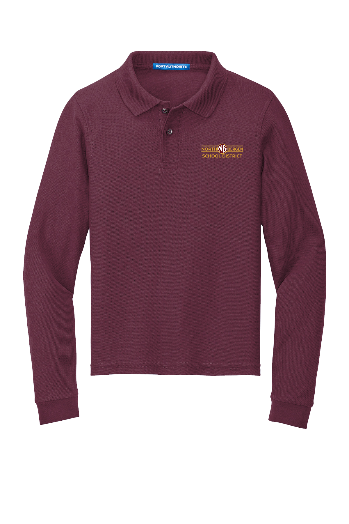 North Bergen School District Printed Long Sleeve Polo