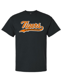 East Brunswick Magnet School Tigers script logo tee shirt, front view